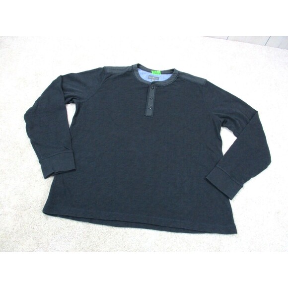 LL Bean Shirt Mens Extra Large XL Slim Black Cotton Henley Casual Pullover * - Picture 2 of 12